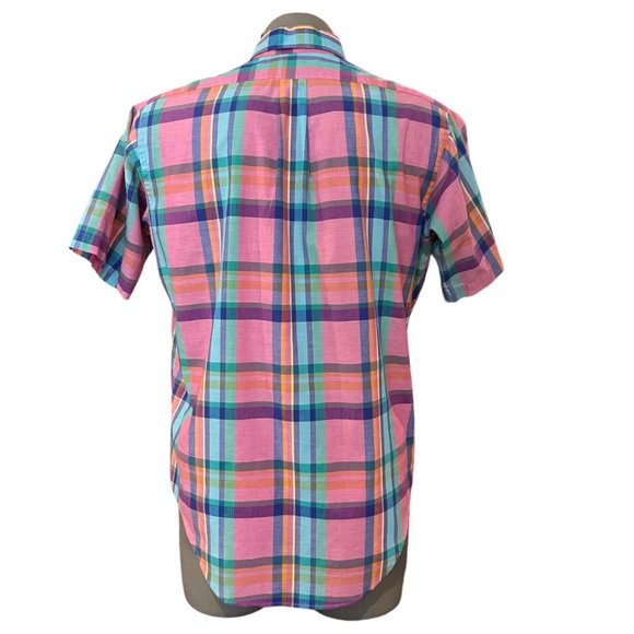 Vintage Single Needle Tailoring Shirt Mens Large Pink Plaid Button Front - Picture 3 of 11